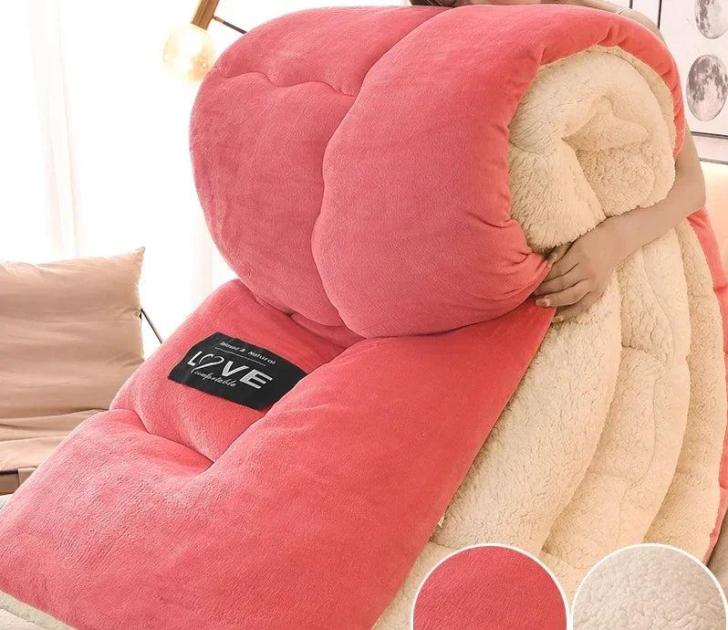 Luxury Winter Duvet with Double Flannel Fleece - FrostGuard-Pink-100x150cm-State of Style