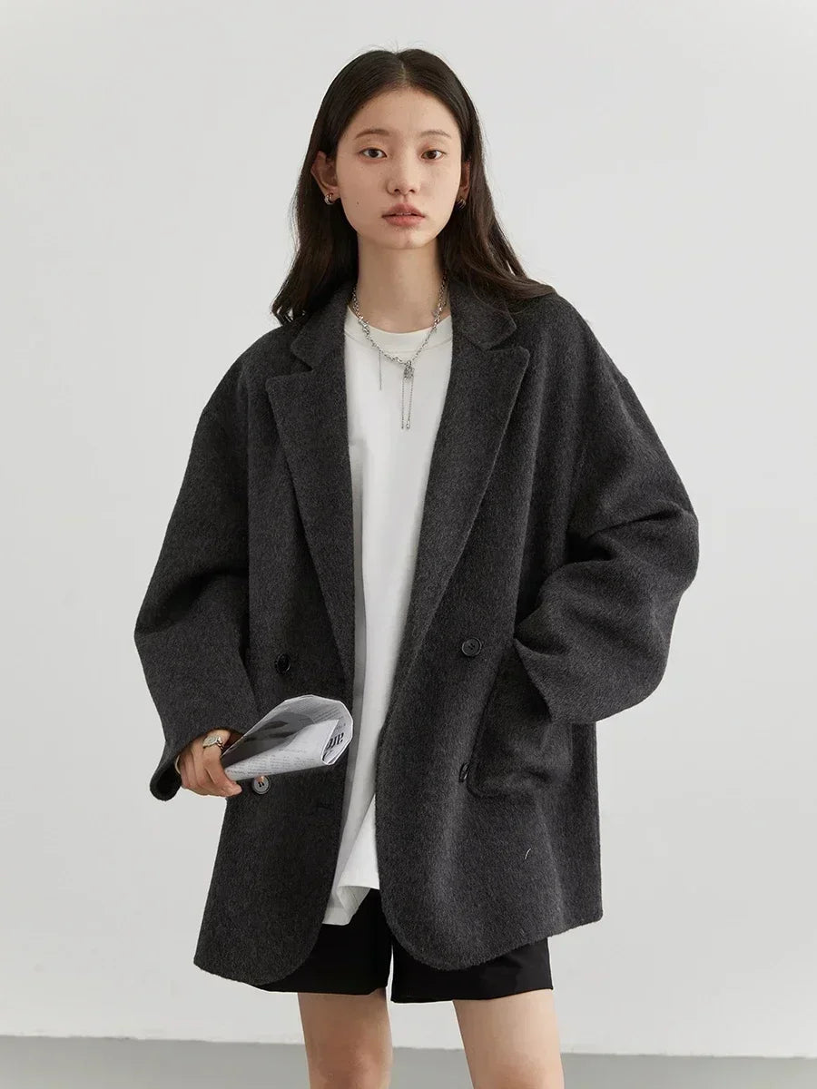 Luxury Wool Women's Coat - Aurora-Dark grey-S-State of Style