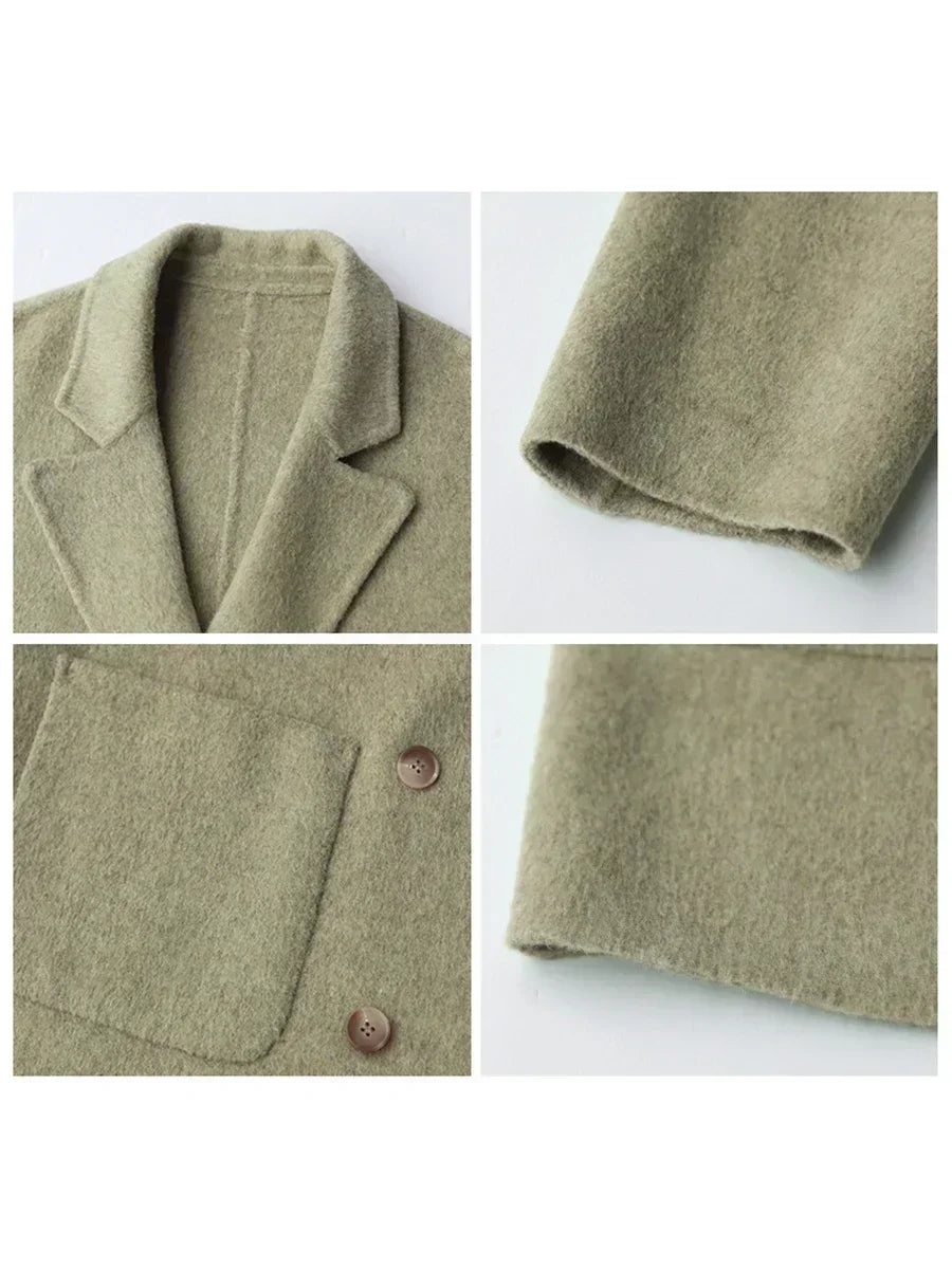 Luxury Wool Women's Coat - Aurora-Green Banana-S-State of Style