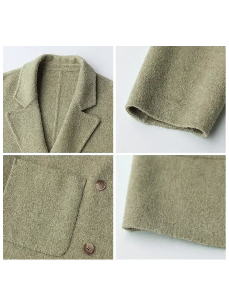 Luxury Wool Women's Coat - Aurora-Green Banana-S-State of Style