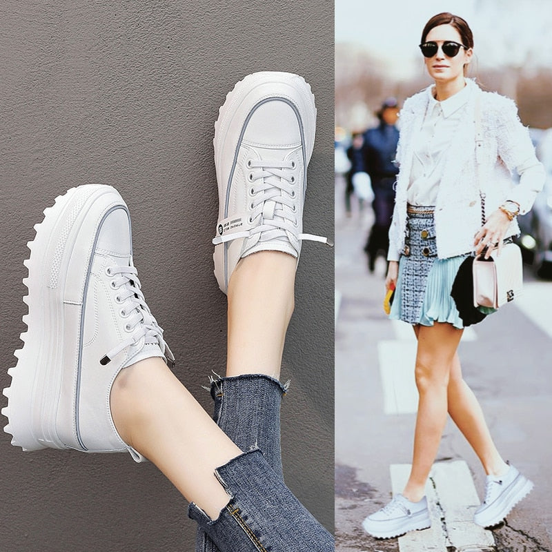LydiaSneaks | Women's Trendy Platform Sneakers-Black-4.5-State of Style