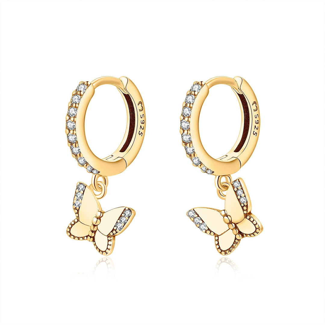 Lyrielle Shimmering Butterfly Earrings-Gold-State of Style