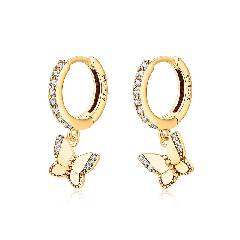 Lyrielle Shimmering Butterfly Earrings-Gold-State of Style