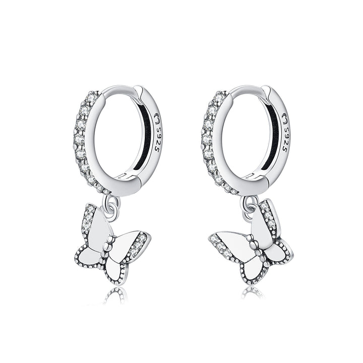 Lyrielle Shimmering Butterfly Earrings-Silver-State of Style