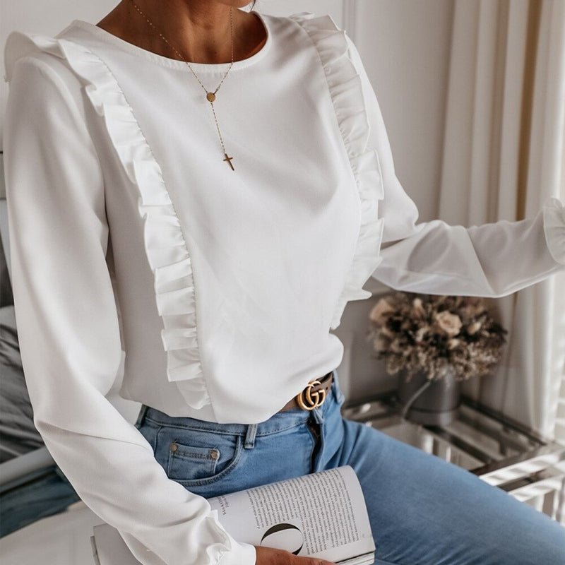 MadeliefBlouse | Women's Elegant Long-Sleeve Blouse-Black-S-State of Style