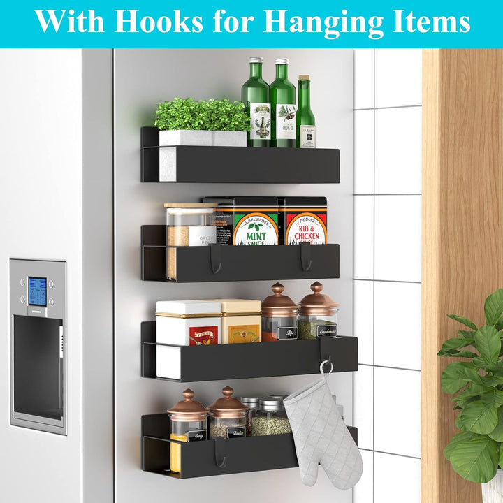 Magnetic Spice Rack Set of 4 – SpiceGrip-Black-State of Style