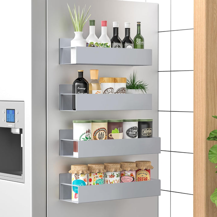 Magnetic Spice Rack Set of 4 – SpiceGrip-Grey-State of Style