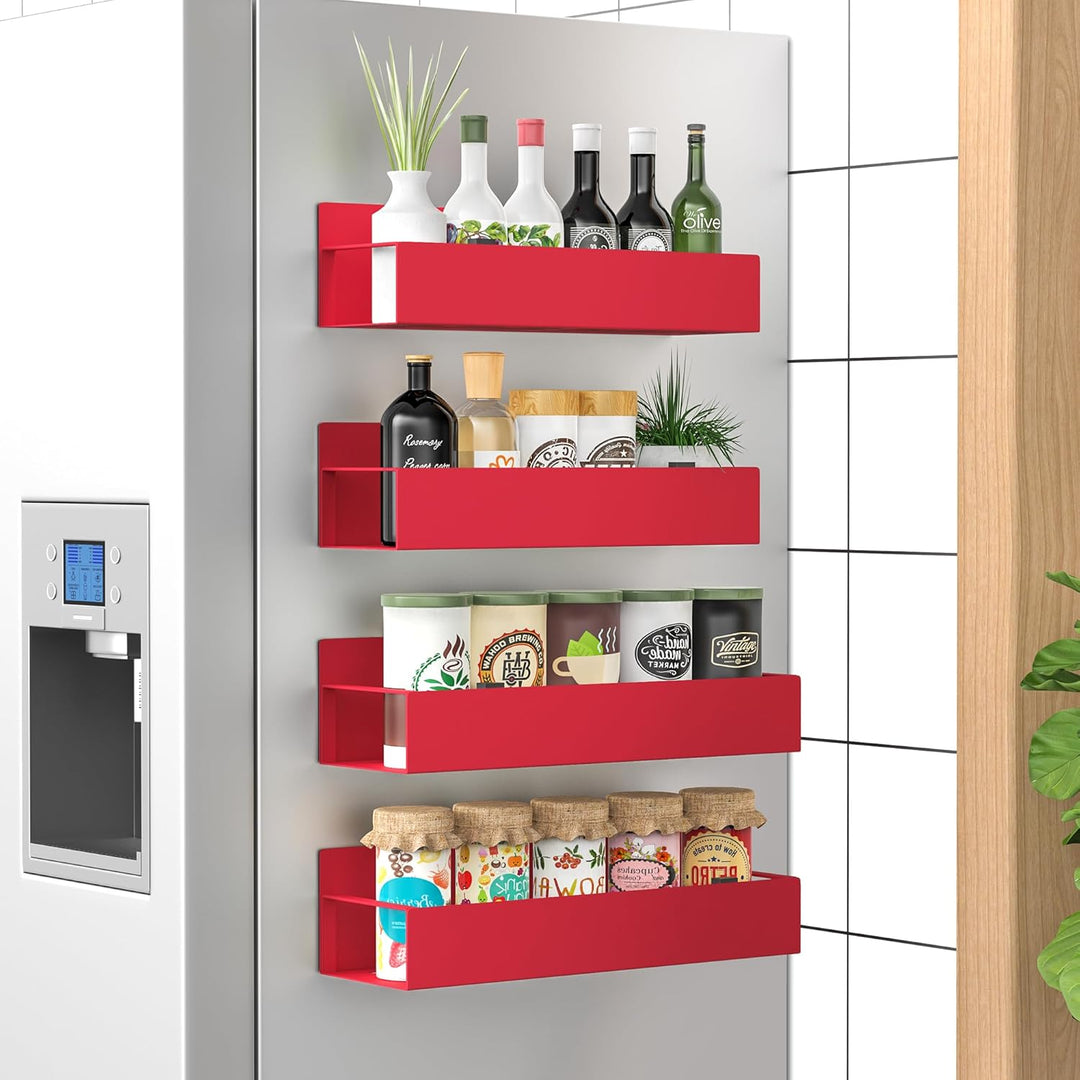 Magnetic Spice Rack Set of 4 – SpiceGrip-Red-State of Style
