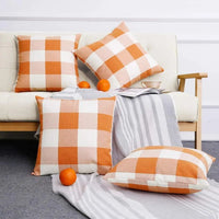 Cozy Checked Cushion Cover in Country Style – Autumn Plaid