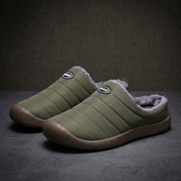 Olive green pair on a dark grey surface, showing the quilted upper and fleece-lined interior 17