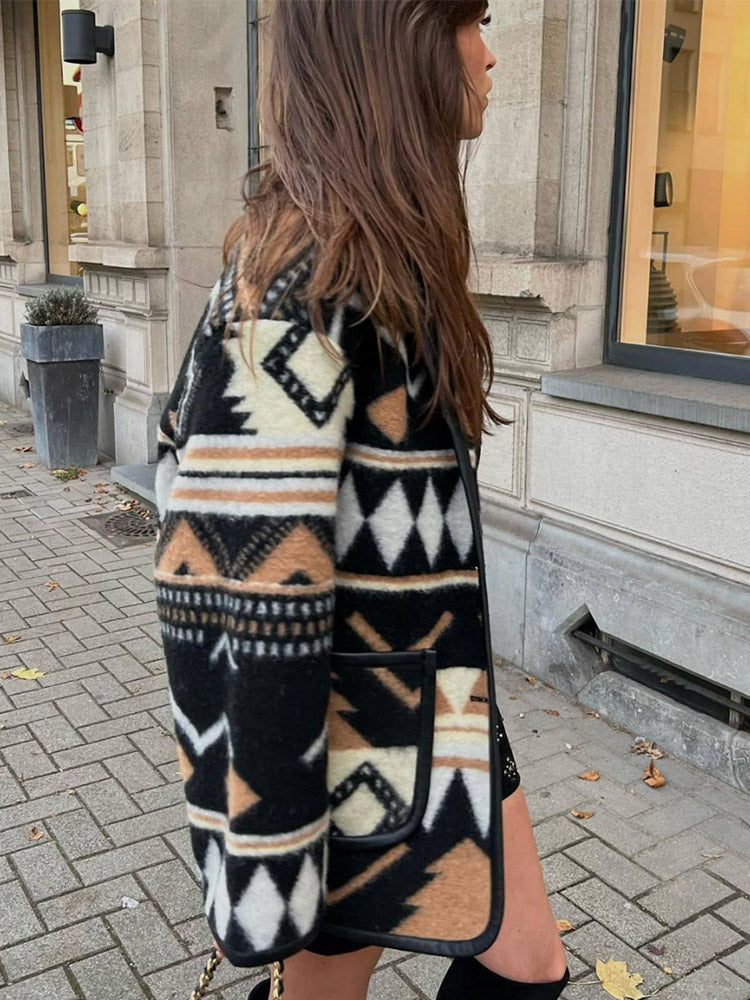 Ladies Autumn Coat with Print – Amaris