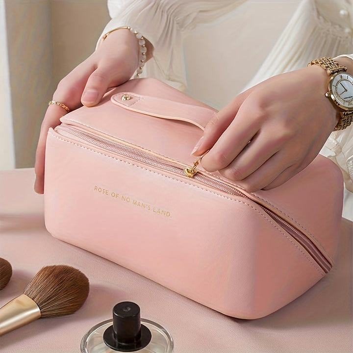 MAKEUP ORGANISER WITH ZIPPER – LUXURY TOILETRY BAG FOR TRAVEL-Brown-State of Style