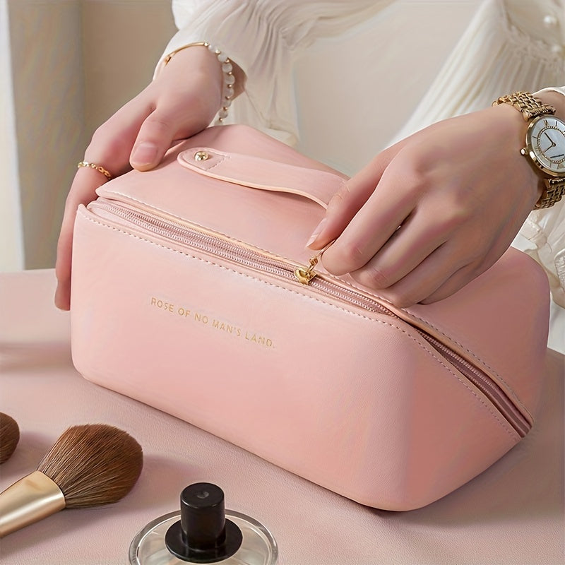 MAKEUP ORGANISER WITH ZIPPER – LUXURY TOILETRY BAG FOR TRAVEL-Brown-State of Style