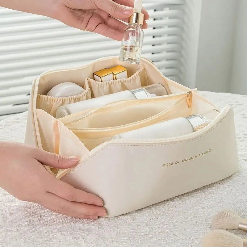 MAKEUP ORGANISER WITH ZIPPER – LUXURY TOILETRY BAG FOR TRAVEL-Brown-State of Style