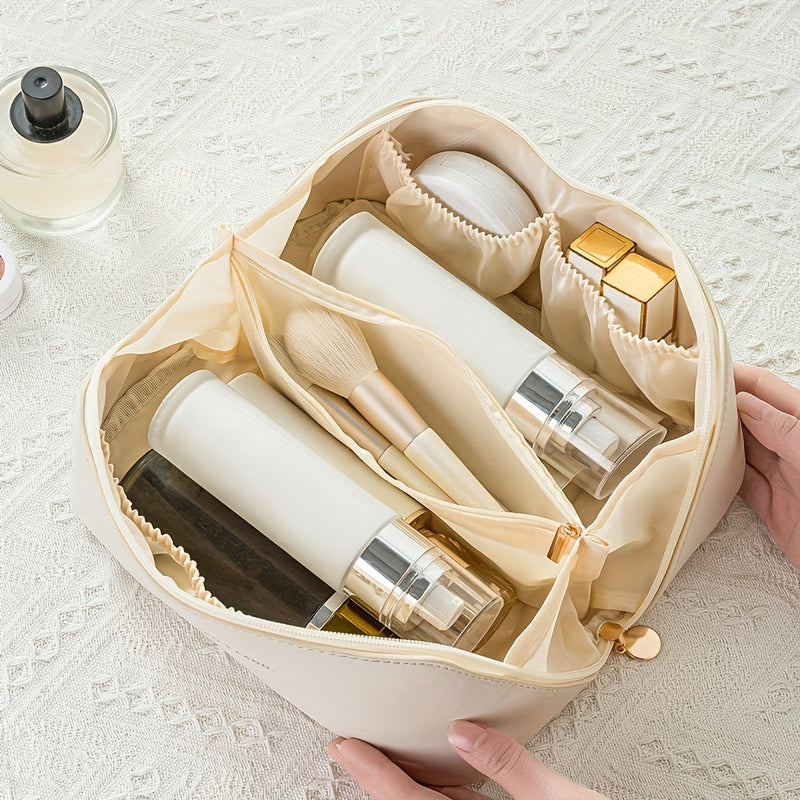 MAKEUP ORGANISER WITH ZIPPER – LUXURY TOILETRY BAG FOR TRAVEL-Brown-State of Style