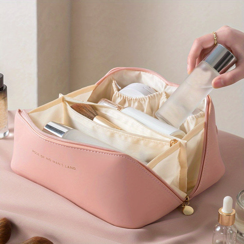 MAKEUP ORGANISER WITH ZIPPER – LUXURY TOILETRY BAG FOR TRAVEL-Brown-State of Style