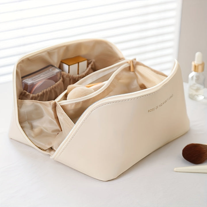 MAKEUP ORGANISER WITH ZIPPER – LUXURY TOILETRY BAG FOR TRAVEL-White-State of Style