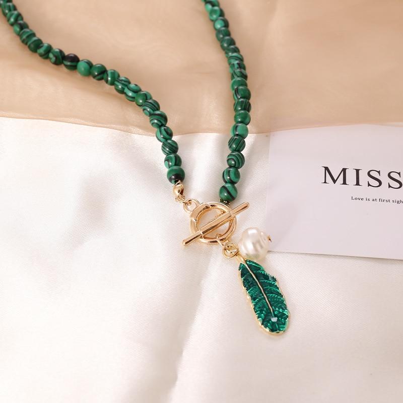 Malachite Natural Aura Necklace - Thalina-State of Style