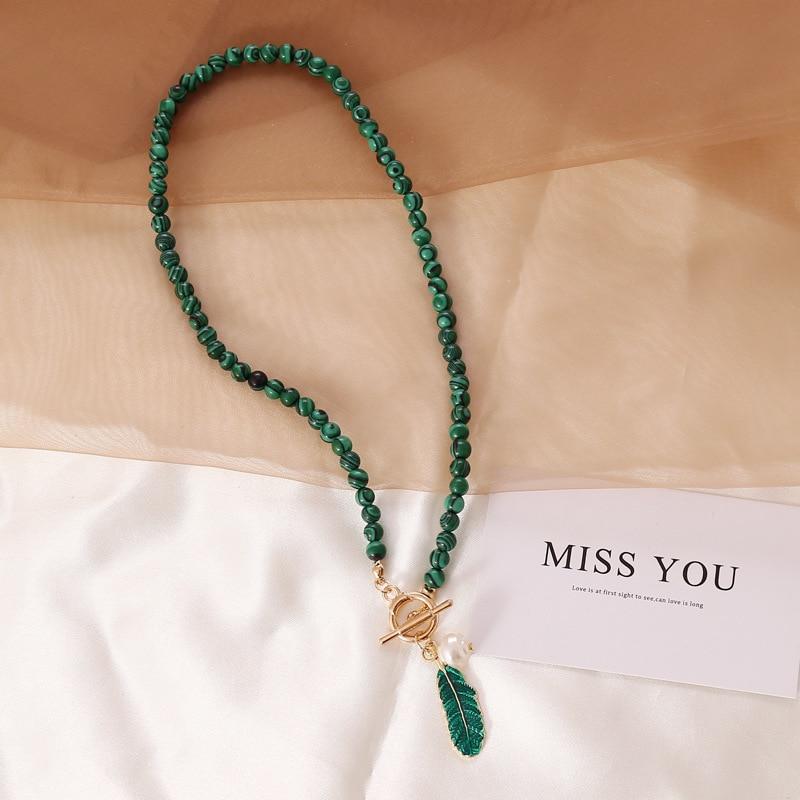 Malachite Natural Aura Necklace - Thalina-State of Style