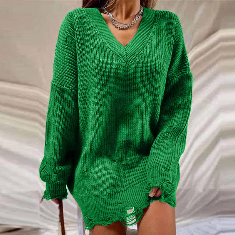 MariasDress | Women's Cosy Knit Sweater Dress-Green-S-State of Style