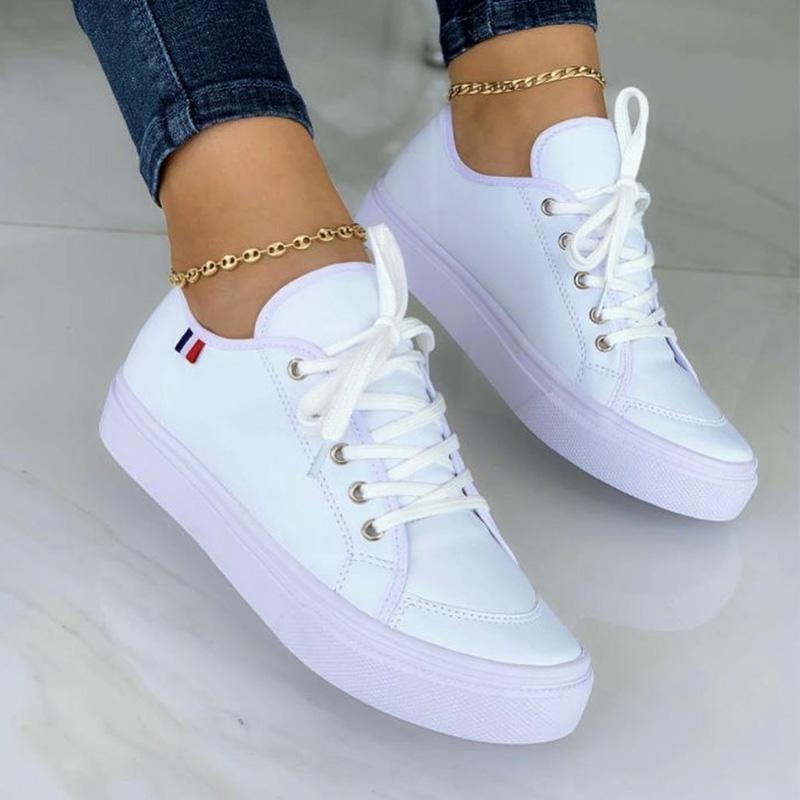 MarisaSneaks | Women's Platform Athletic Shoes-White-4.5-State of Style
