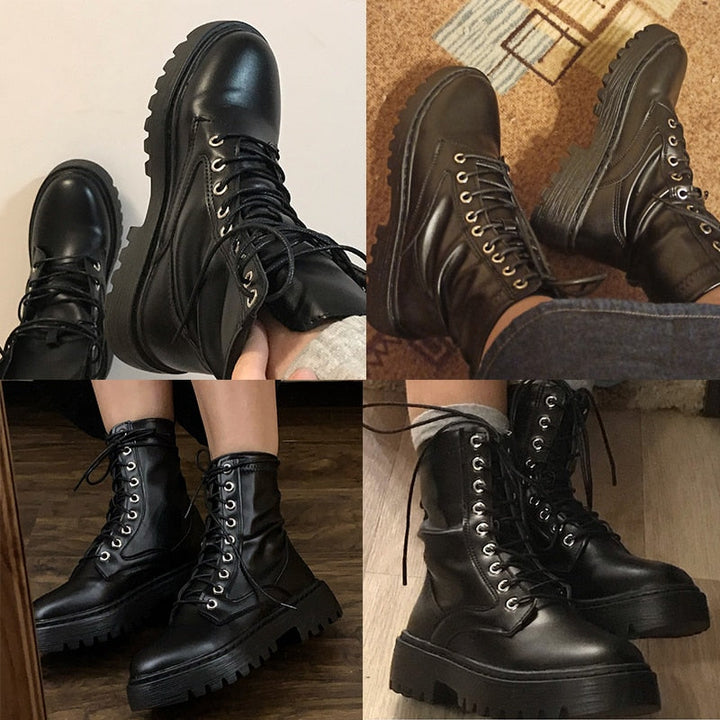 MarjoleinsBoots | Women's Lace-Detail Ankle Boots-Black-4.5-State of Style