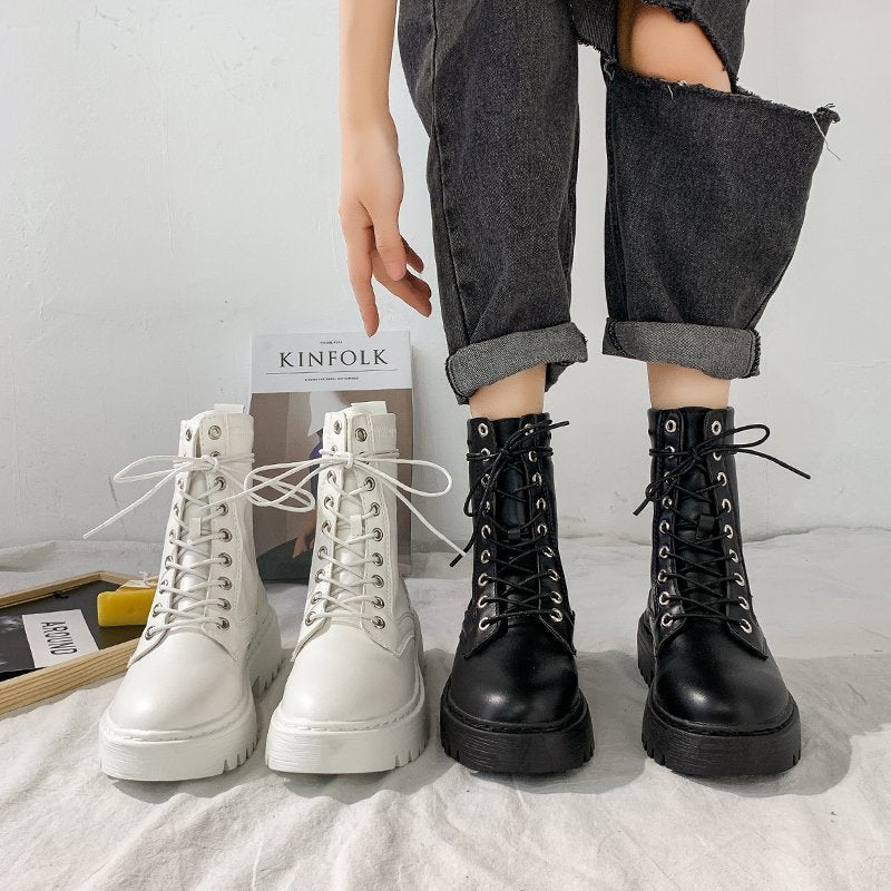 MarjoleinsBoots | Women's Lace-Detail Ankle Boots-Black-4.5-State of Style