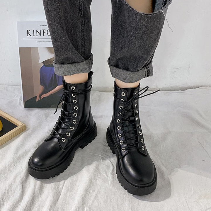 MarjoleinsBoots | Women's Lace-Detail Ankle Boots-Black-4.5-State of Style