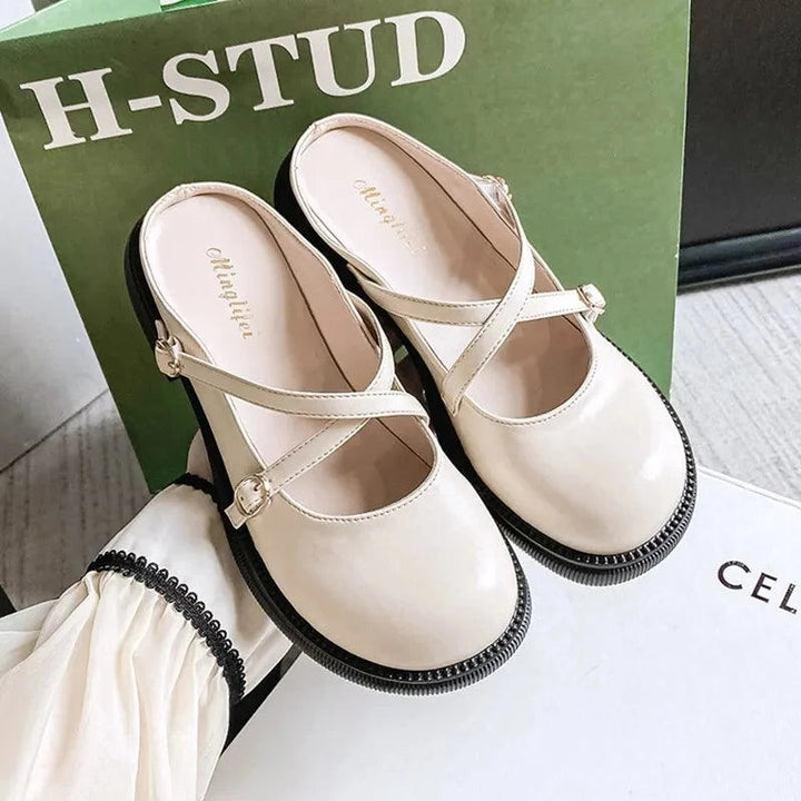 Mary Jane Pumps with Stylish Buckle - Clara-Ivory-3.0-State of Style