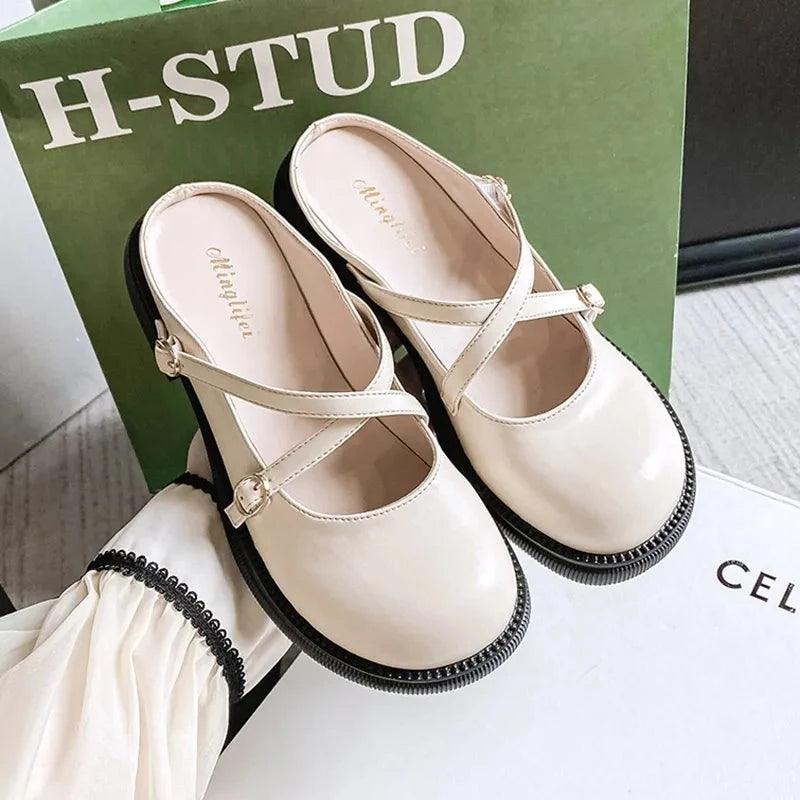 Mary Jane Pumps with Stylish Buckle - Clara-Ivory-3.0-State of Style