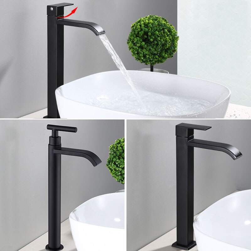 Matte Black Cold Water Basin Tap – Noira-Round-State of Style