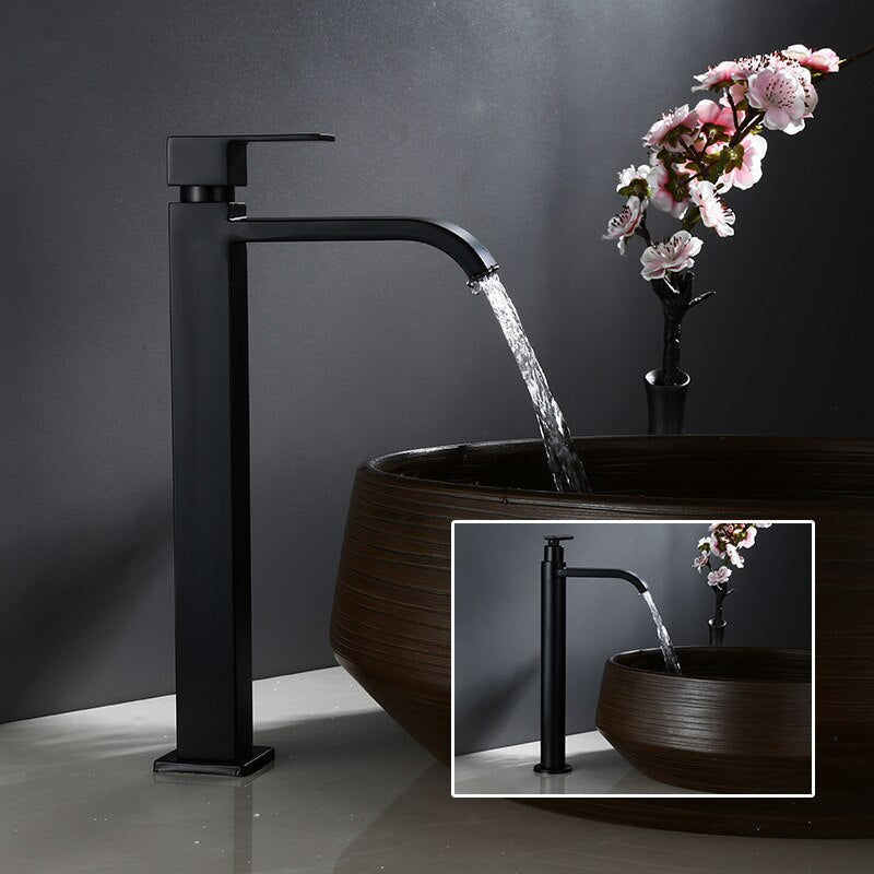 Matte Black Cold Water Basin Tap – Noira-Round-State of Style
