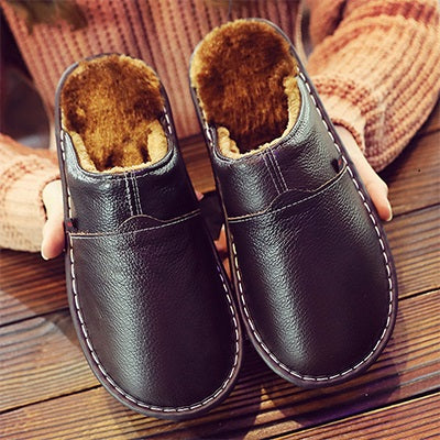 Matthias Leather Waterproof Men's Slippers-Black-6-State of Style