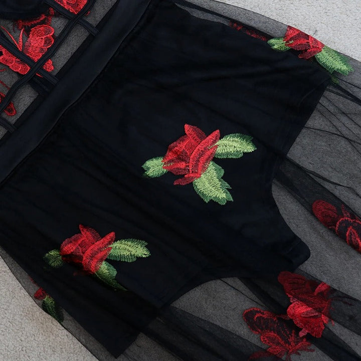 Maxi dress with floral embroidery and spaghetti straps – Rosalie-S-State of Style