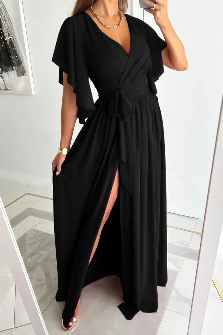 Maxi Dress with High Split - BreezeWave-Black-XS-State of Style