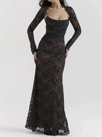 Maxi Dress with Lace and Strap - Lena-Black-XS-State of Style