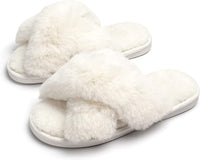 Megan Cross Strap Slippers | Cosy and Stylish-White-5.0 - 6.0-State of Style