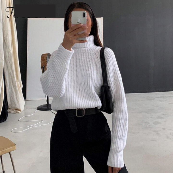 Megan's Sweater | Women's Classic Turtleneck Knit Sweater-Khaki-State of Style