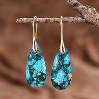 Meliora Blue Jasper Drop Earrings-Gold-State of Style