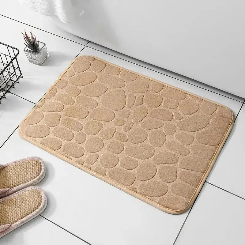 MEMORY FOAM NON-SLIP BATHROOM & LIVING ROOM MAT – EMBOSSED VELVET DESIGN-Beige-State of Style