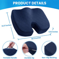 Memory Foam Seat Cushion for Chair - Car and Office Chair Comfort-L-Black-State of Style
