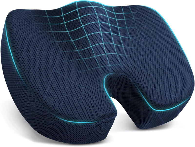 Memory Foam Seat Cushion for Chair - Car and Office Chair Comfort-L-Blue-State of Style