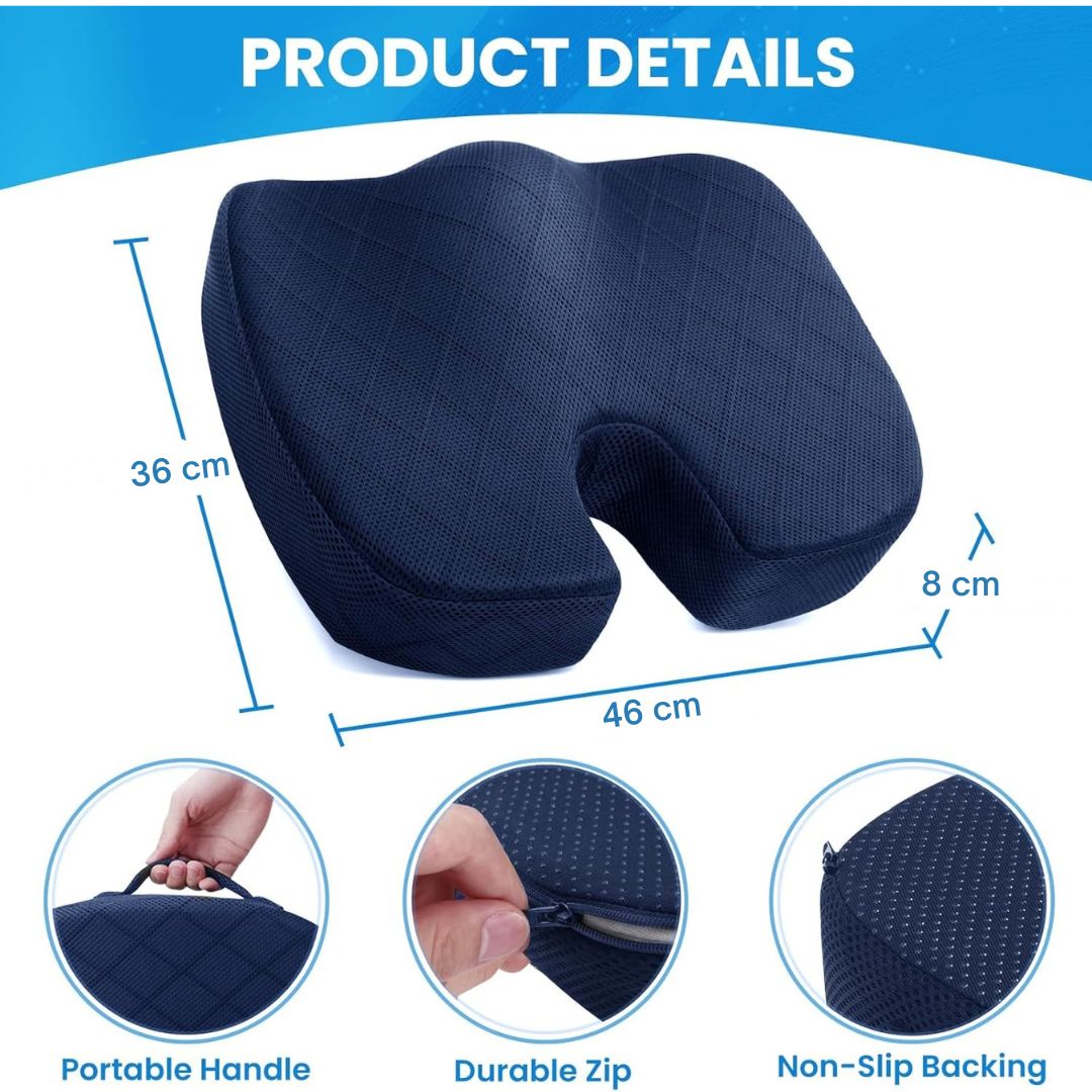 Memory Foam Seat Cushion for Chair - Car Seat and Office Chair Comfort-Black-State of Style