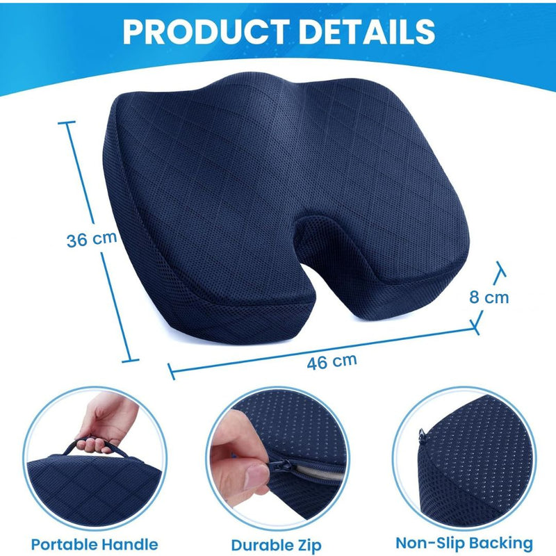 Memory Foam Seat Cushion for Chair - Car Seat and Office Chair Comfort-Black-State of Style