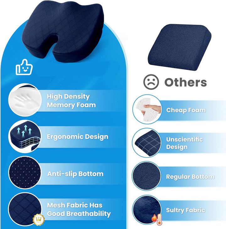 Memory Foam Seat Cushion for Chair - Car Seat and Office Chair Comfort-Black-State of Style