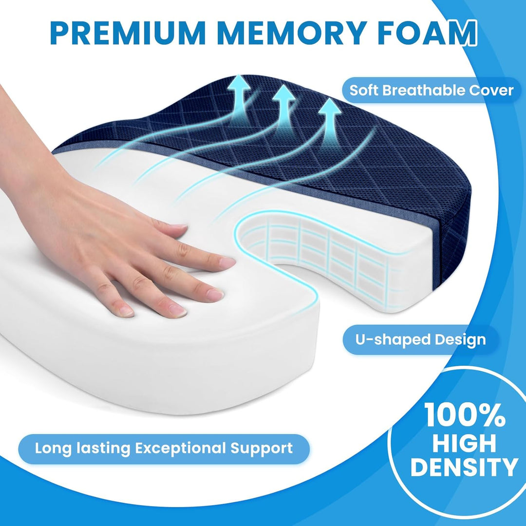 Memory Foam Seat Cushion for Chair - Car Seat and Office Chair Comfort-Black-State of Style
