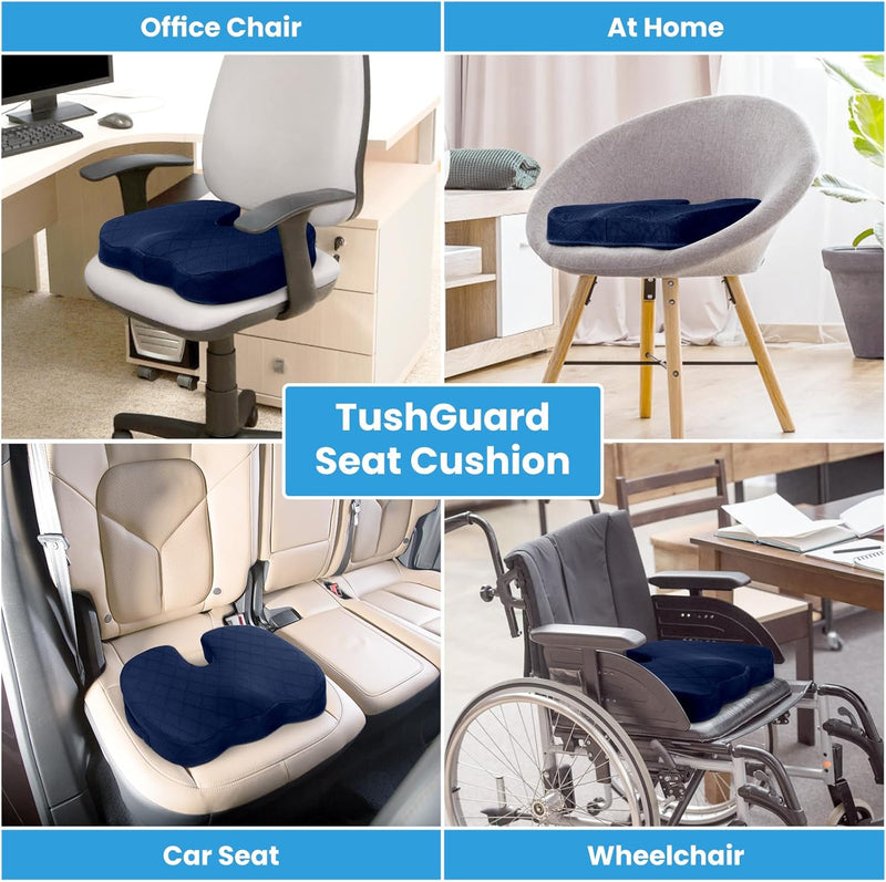 Memory Foam Seat Cushion for Chair - Car Seat and Office Chair Comfort-Black-State of Style