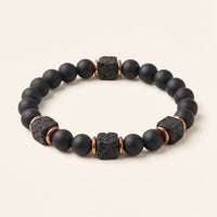 Black Onyx and Lava Stone Cube Balance Bracelet - Aurelia