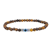 Men's 4mm Natural Stone Evil Eye Bead Bracelet - Thor-Tiger Eye-State of Style