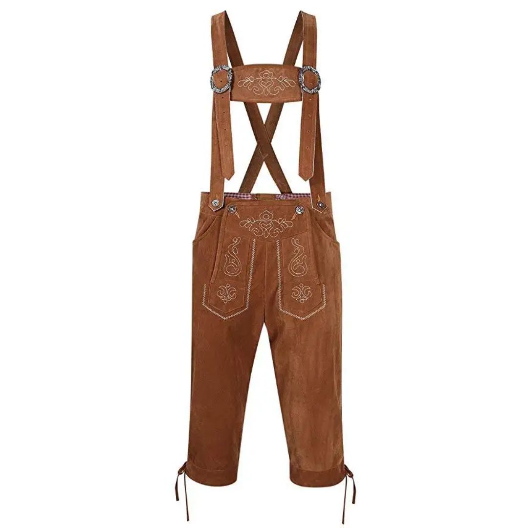 Men’s Bavarian Leather Pants Warren – Premium Oktoberfest Attire-Khaki-S-State of Style